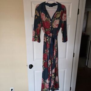 Lily Floral Maxi Dress - Blue and Red